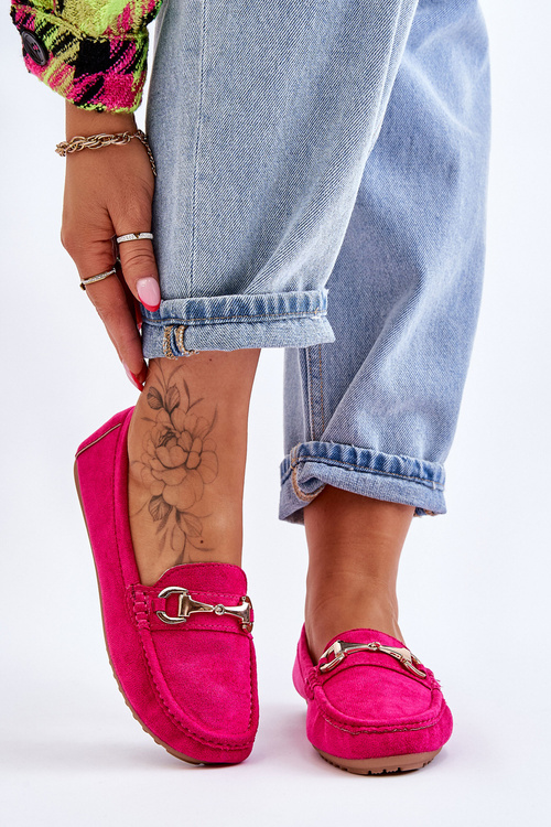 Classic Suede Loafers With Embellishments Fuchsia Arla