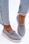 Tenisówki Damskie Wsuwane Slip-On Ozdoba Szare Alena JY301