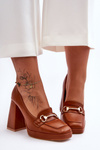 Stylish Leather Pumps Camel Rouse