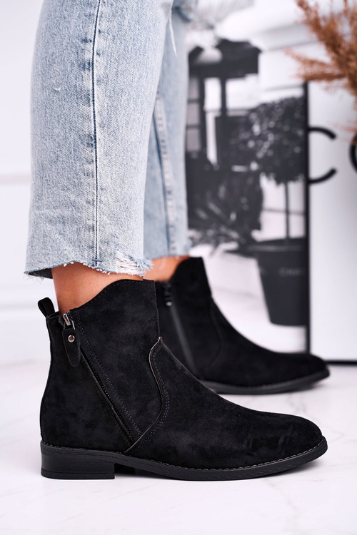 Women's Cowboy Boots Flat Heel Black Plemmi