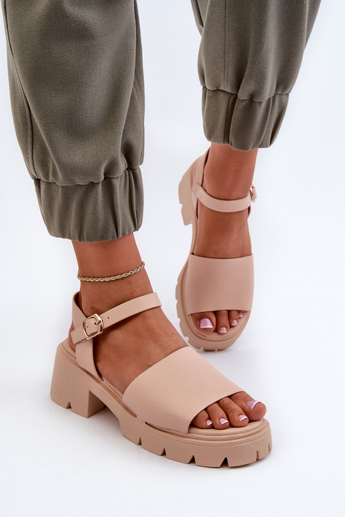 Women's Sandals on Chunky Heel Nude Dottiassa