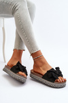 Women's Platform Sandals with Bow Black Evatria