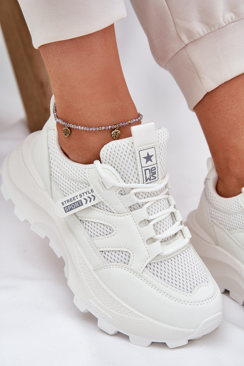 Sneakersy Buty Sportowe Damskie Na Masywnej Podeszwie Białe Prononice