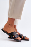 Women's Flat Sandals with Embellishment Black Kavinia