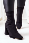 Boots On A Block Heel Made of Elastic Fabric Black Effect Wow
