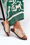 Flat Heeled Sandals With Decoration Eco Leather Beige Tillireta