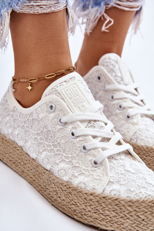 Women's Big Star Braided Platform Sneakers LL274199 White