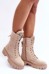 Leather Boots Workery With Jewellery Decoration Beige Marx 