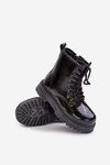 Insulated girls boots lacquered with zipper black Novita