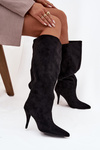 Slip-on Women's Boots with Heel Made of Eco Suede Black Noretta
