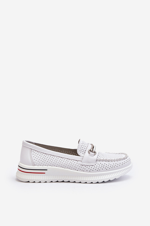 White Women's Leather Moccasins Veridinna