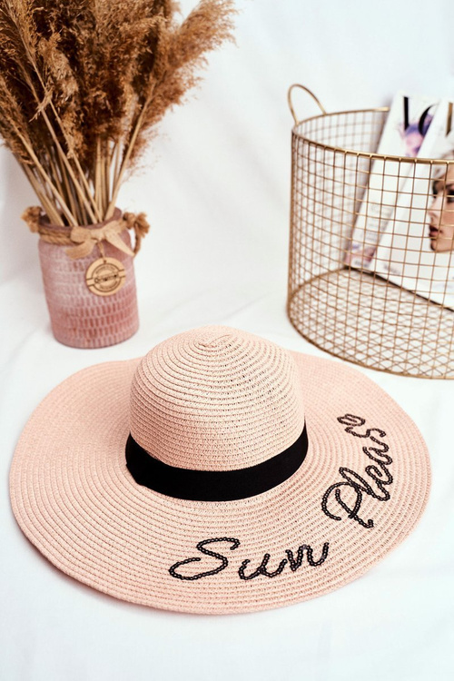 Women's Hat 100% Paper Pink A large-brimmed Sun Please