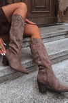 Women's Cowboy Boots Heel Eco Suede Khaki Coretta