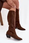 Cowboy Boots Made of Natural Suede Lined Zazoo 4225 Brown