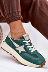Buty Sportowe Damskie Zamszowe Platforma Zielone Vinceza 66720