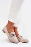 Moccasins With Decoration On Delicate Heel Eco Suede Light Beige Pillitha