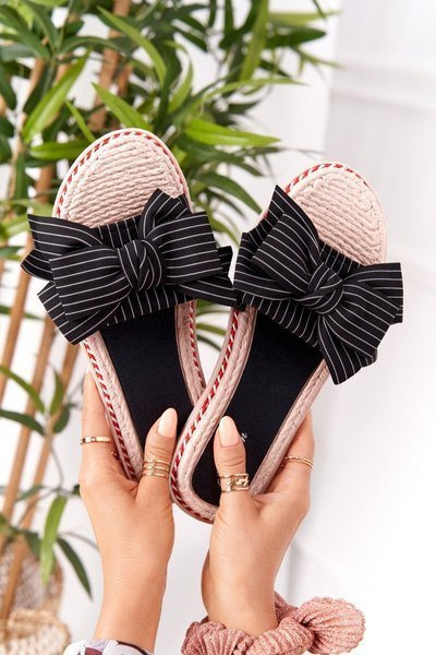 Rubber Slippers With A Bow Black Gabriell