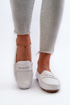 Women's White Faux Leather Moccasins Rerceria