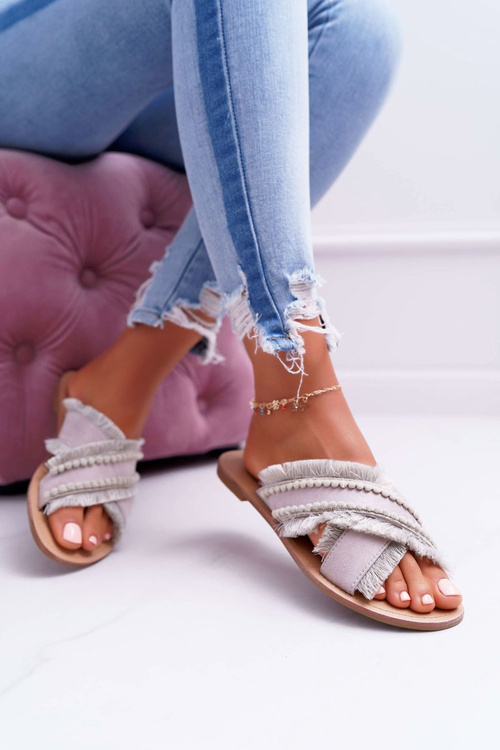 Women's Material Flip Flops Vices 7269 Beige Jamen