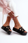 Women's Platform Sandals with Buckles Black