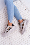 Sporty Women's Leopard Shoes Beige Thai