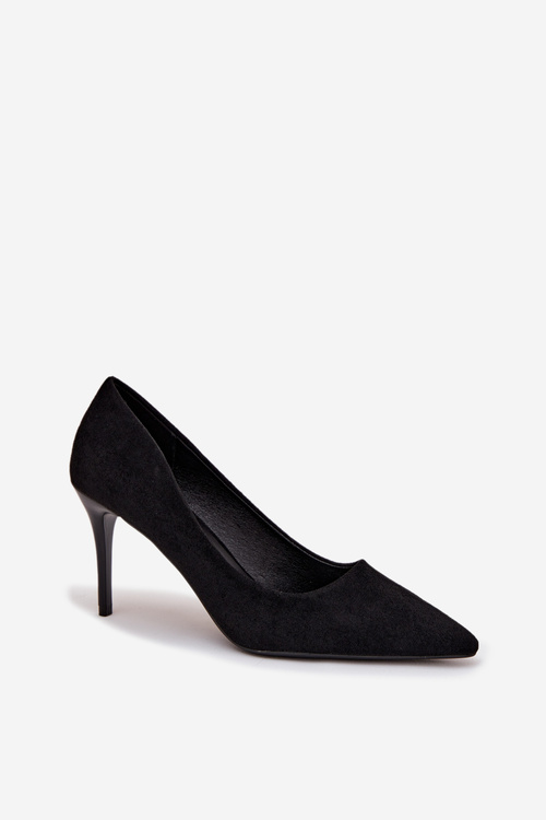 Women's heels made of eco suede Black Elvessa