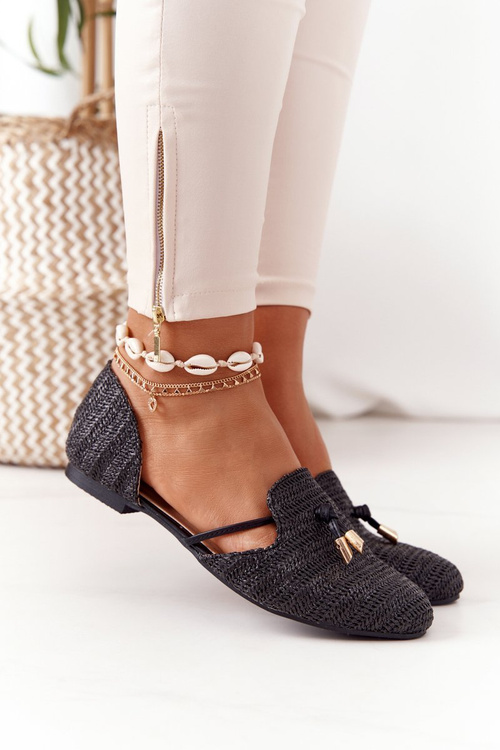 Pointed Toe Braided Ballerinas Lu Boo Black