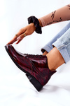 Leather High Half Shoes Maroon And Black Maniz