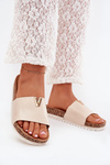 Women's sandals on cork platform with decorative detail beige Vessira