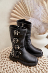 Boots Ankle Boots Girls With Buckles Eco Leather Black Rinetha
