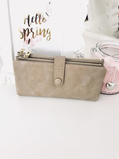 Large Women's Beige Wallet Gold Hardware