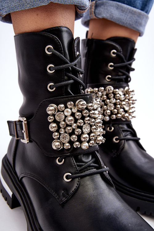 Women's insulated work boots decorated black Lennen