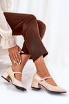 Lacquered Heels With Strap And Buckle Beige Savilae