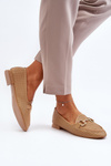 Mokasyny Płaski Obcas Ozdoba Damskie Camel Iluvana FF-33