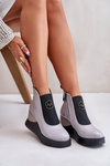 Lacquered Wedge Ankle Boots Insulated Gray Vinceza 66703