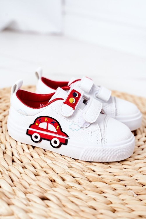 Children's Sneakers With Velcro White-Red Taxi