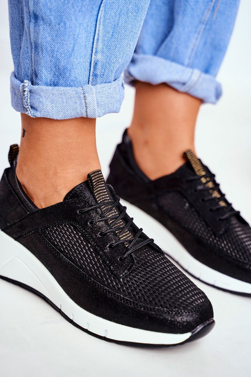 Women's Sports Shoes Leather Black Love Me