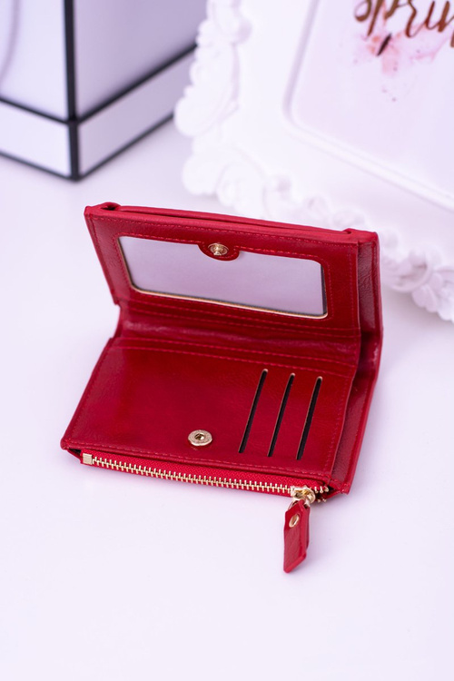 Small Women's Wallet Red Gold Lock