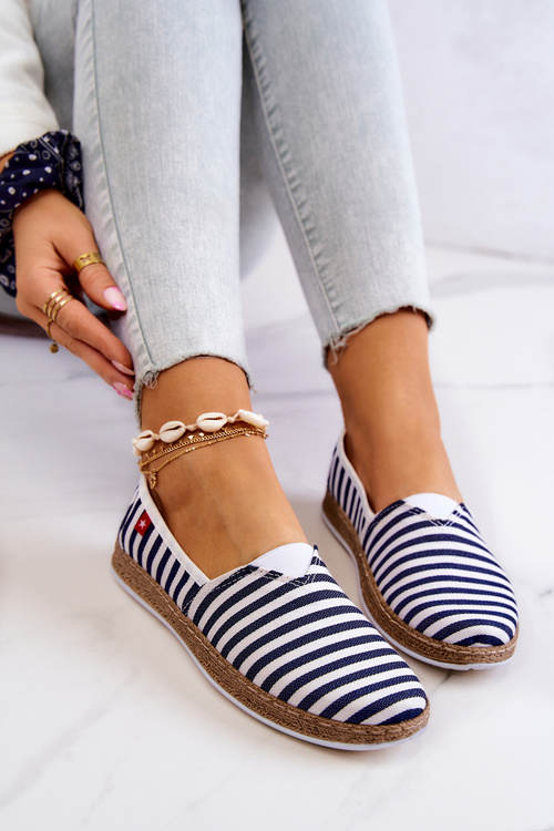 Espadryle Damskie W Paski Slip-on Granatowe Big Star FF276027