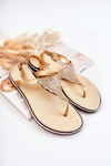 Women's sandals flip-flops with ornaments Gold Atlanta