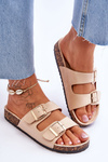 Women's Sandals On Cork Platform With Stripes Beige Doretta