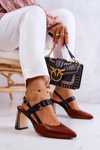 Fashionable leather pumps Maciejka 05498-29 Brown and Black