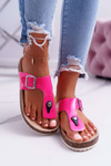 Women's Cork Flip Flops Lacquered Fuchsia Palette