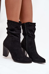 Women's Block Heel Ankle Boots with Ruching Black Jovessa