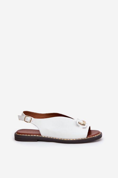 Flat Sandals With Decoration Eco Leather White Tillireta