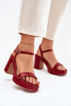 Eco Leather Heeled Sandals Burgundy Lillita