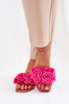 Women's Flat Sandals With Decorative Flowers Fuchsia Misorsse