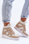 Women's High Sports Shoes On Hidden Wedge Beige Inari