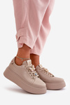 Sneakersy Damskie Skóra Naturalna Ozdoby CheBello 4585 Beżowe