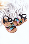Children's Sandals With Sequins Black Becky